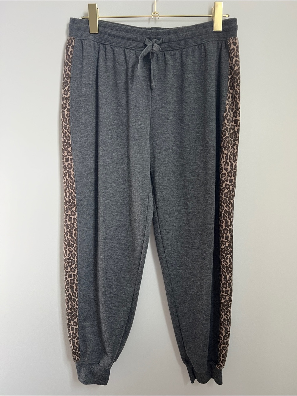 Splendid | Charcoal Joggers with Leopard Side Stripes Size L